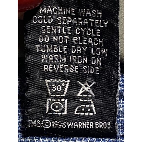 Vintage WB Warner Bros Studio Store Looney Tunes Button Down Blue Shirt Men Sz M - Picture 8 of 8